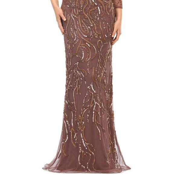 NWT Ashley Lauren 11208 Beaded Evening Dress Dark Taupe Size 14 - Picture 2 of 6